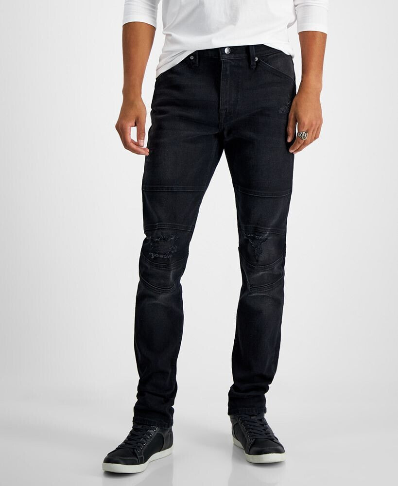 GUESS men's Eco Slim Tapered Moto Fit Jeans