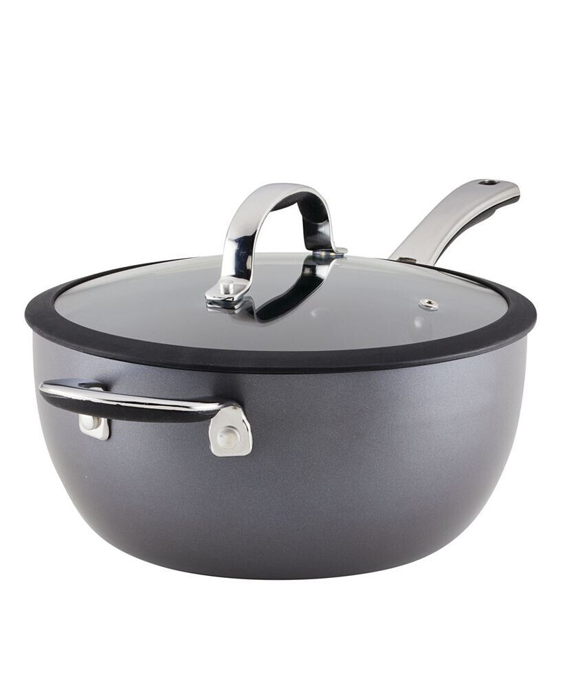 Cook + Create Hard Anodized Nonstick Saucier with Lid and Helper Handle, 4.5 Quart