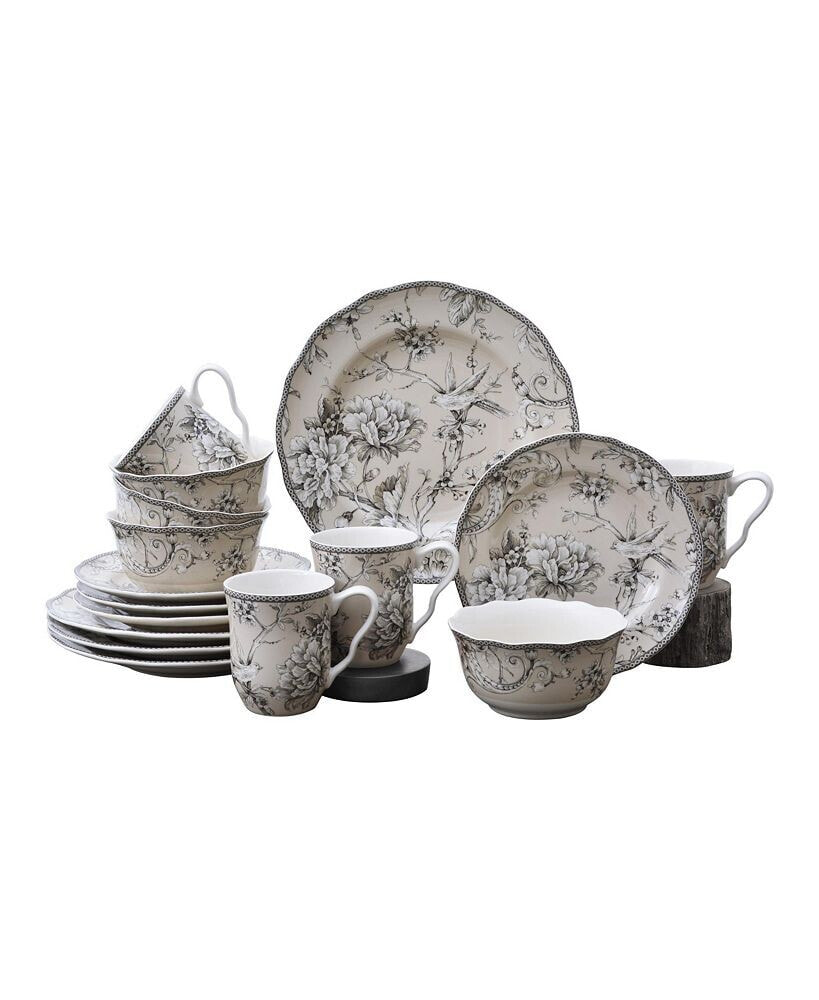 222 Fifth adelaide Toile 16 Piece Dinnerware Set, Service for 4