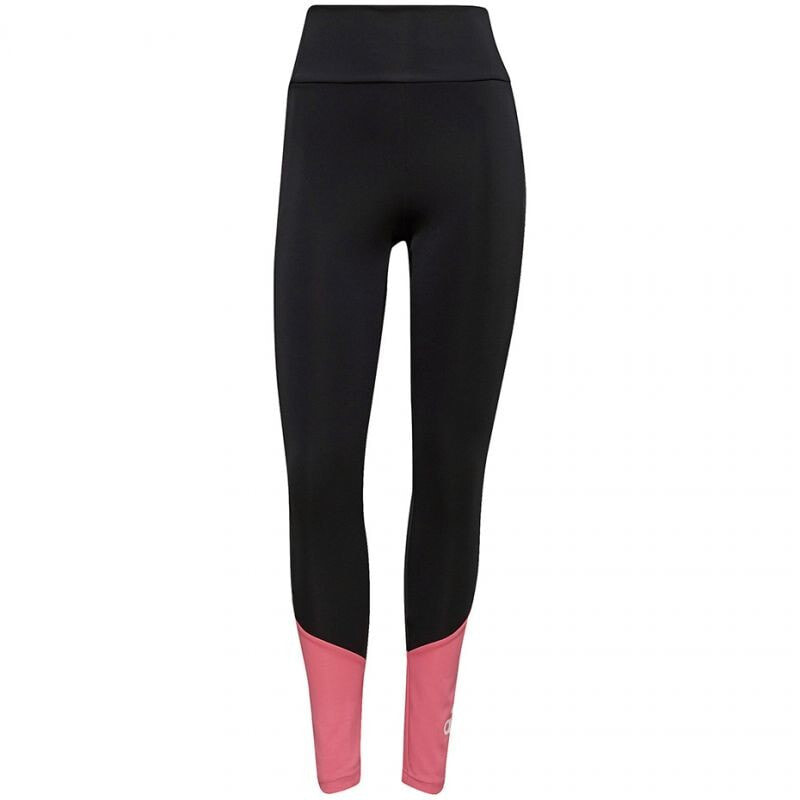 Женские лосины спортивные с завышенной талией черные с розовой вставкой adidas