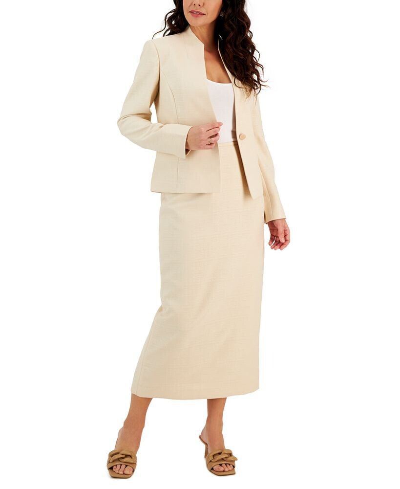 Women's Shimmer Tweed Skirt Suit, Regular and Petite Sizes
