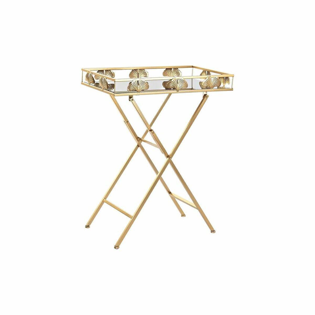 Side table DKD Home Decor Crystal Golden Metal Tropical Leaf of a plant (56 x 36 x 71 cm)