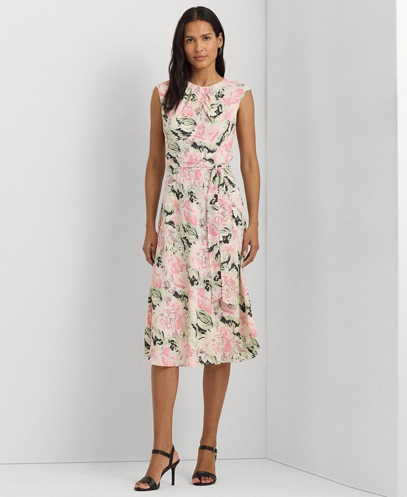 Lauren Ralph Lauren women's Floral Bubble Crepe Cap-Sleeve Dress