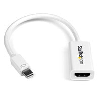 StarTech.com Mini DisplayPort to HDMI Adapter - Active mDP to HDMI Video Converter - 4K 30Hz - Mini DP or Thunderbolt 1/2 Mac/PC to HDMI Monitor/TV/Display - mDP 1.2 to HDMI Adapter Dongle - White - 0.15 m - Mini DisplayPort - HDMI - Male - Female - Strai