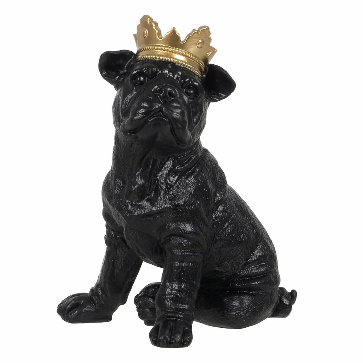 Декоративная фигура Чёрный Позолоченный Пёс 15,5 x 18,4 x 25,5 cm