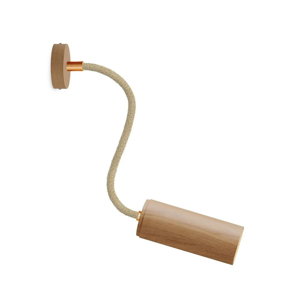 CREATIVE CABLES Fermaluce Flex 30 lamp with mini wooden rosette and spotlight with Tub-E14 shade