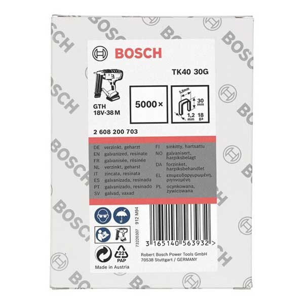 BOSCH Staple TK40 30G 5.8x1.2x30 mm 5000 units