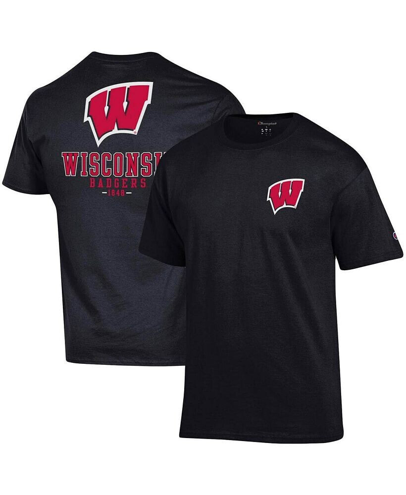 Champion men's Black Wisconsin Badgers Stack 2-Hit T-shirt