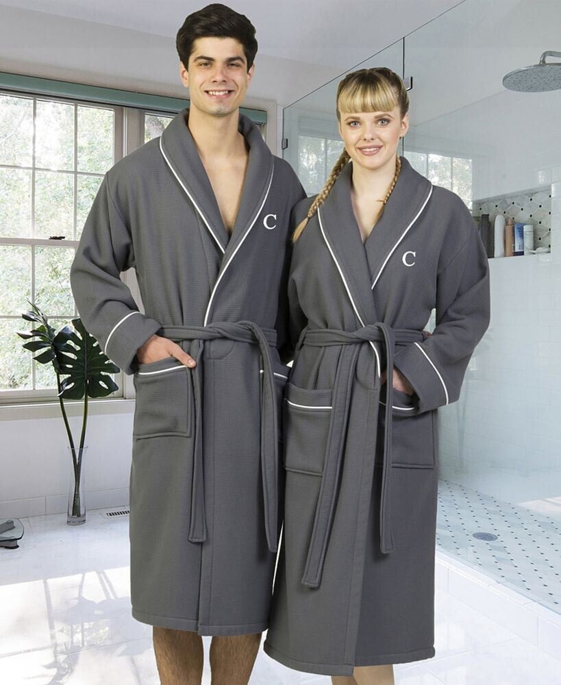 Personalized 100% Turkish Cotton Waffle Terry Bathrobe with Satin Piped  Trim - Dark Gray Linum Home Размер: L/XL купить от 15494 рублей в  интернет-магазине ShopoTam, товары для дома Linum Home