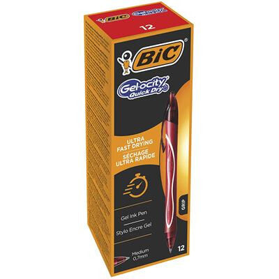 BIC Gel-ocity Quick Dry Красный Автоматическая нажимная шариковая ручка Средний 12 шт 949874