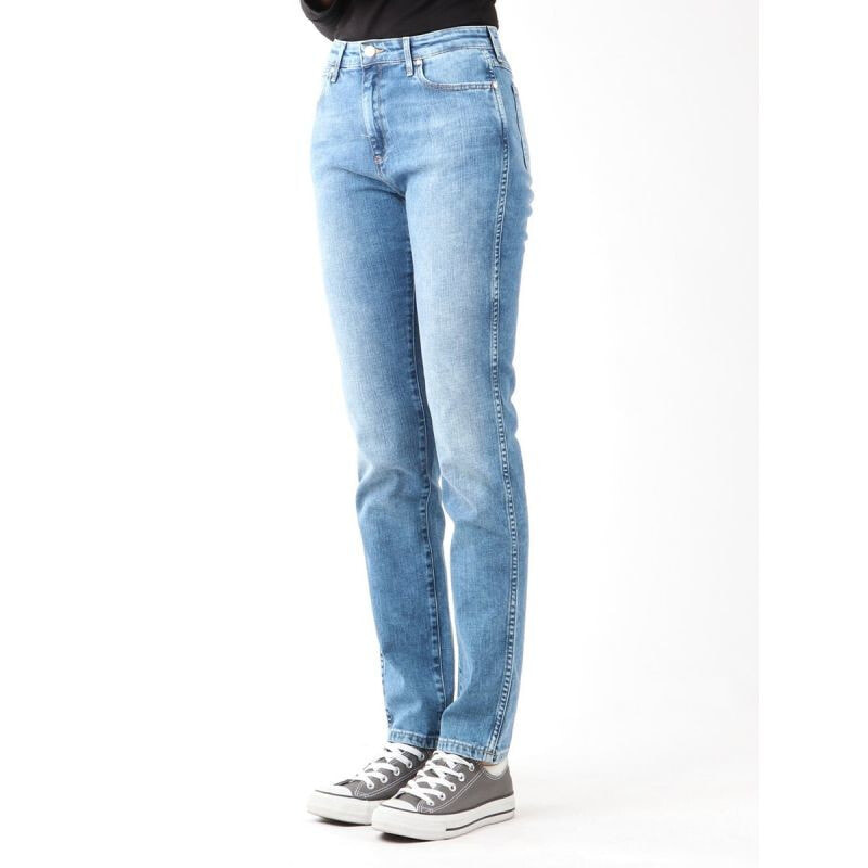 Женские джинсы прямого кроя с высокой посадкой голубые Inny