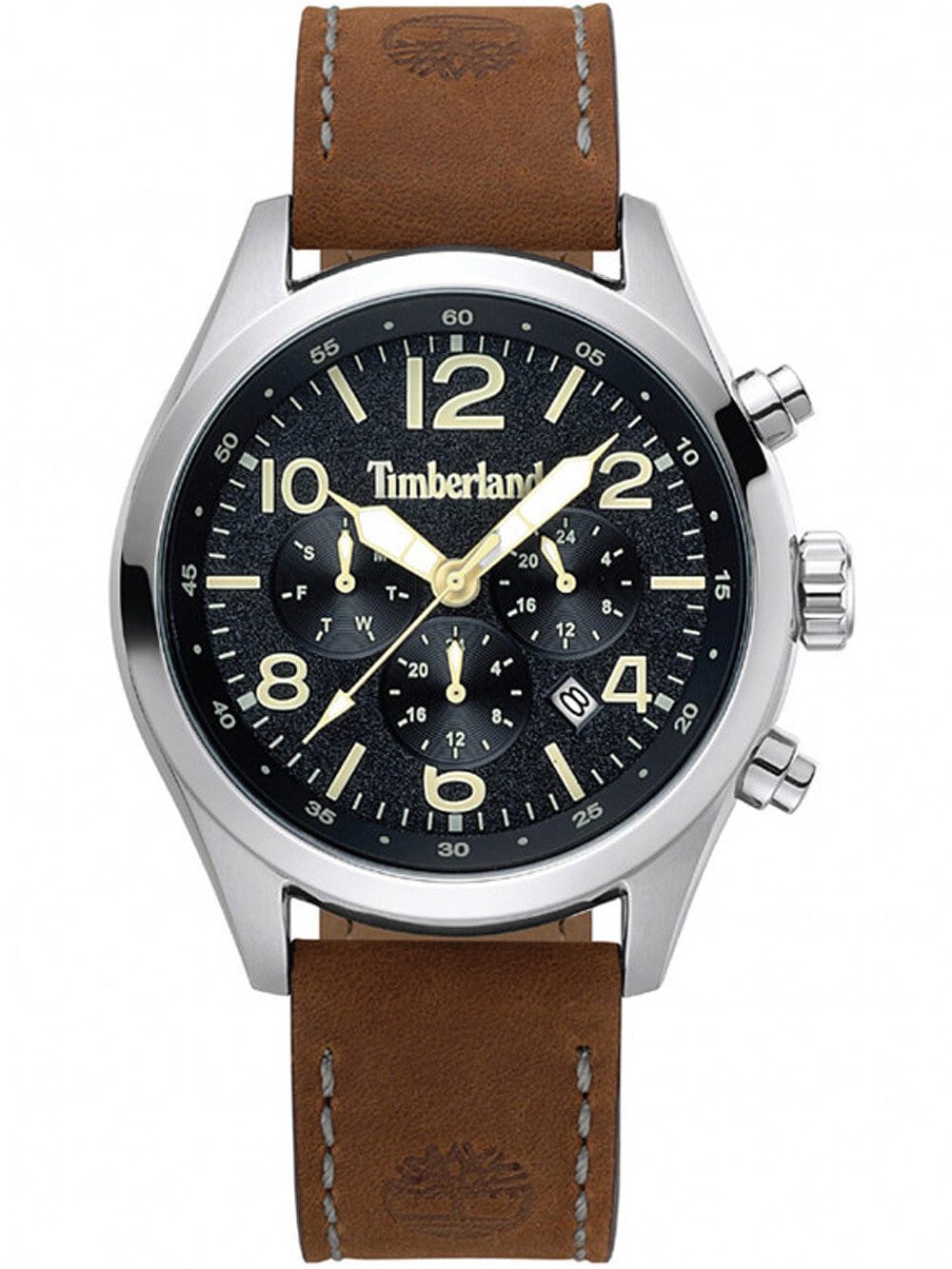 Мужские наручные часы с коричневым кожаным ремешком Timberland TBL15249JS.02 Ashmont Dual Time 46mm 5ATM