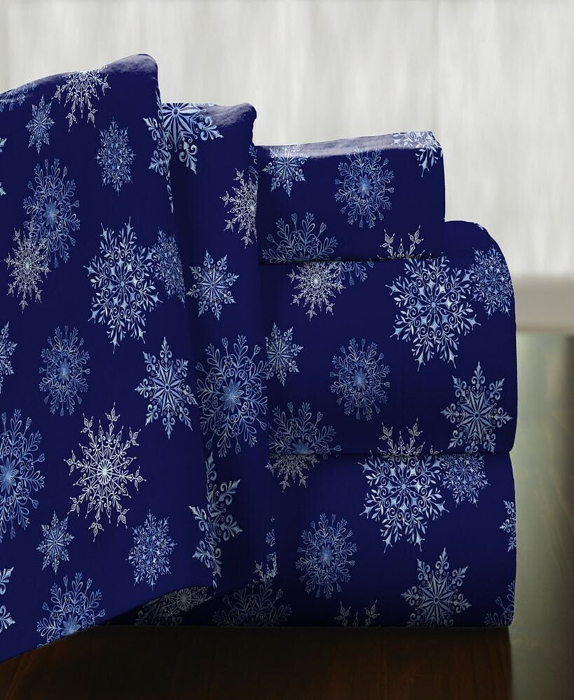 Pointehaven snowflake Superior Weight Cotton Flannel Sheet Set, Twin