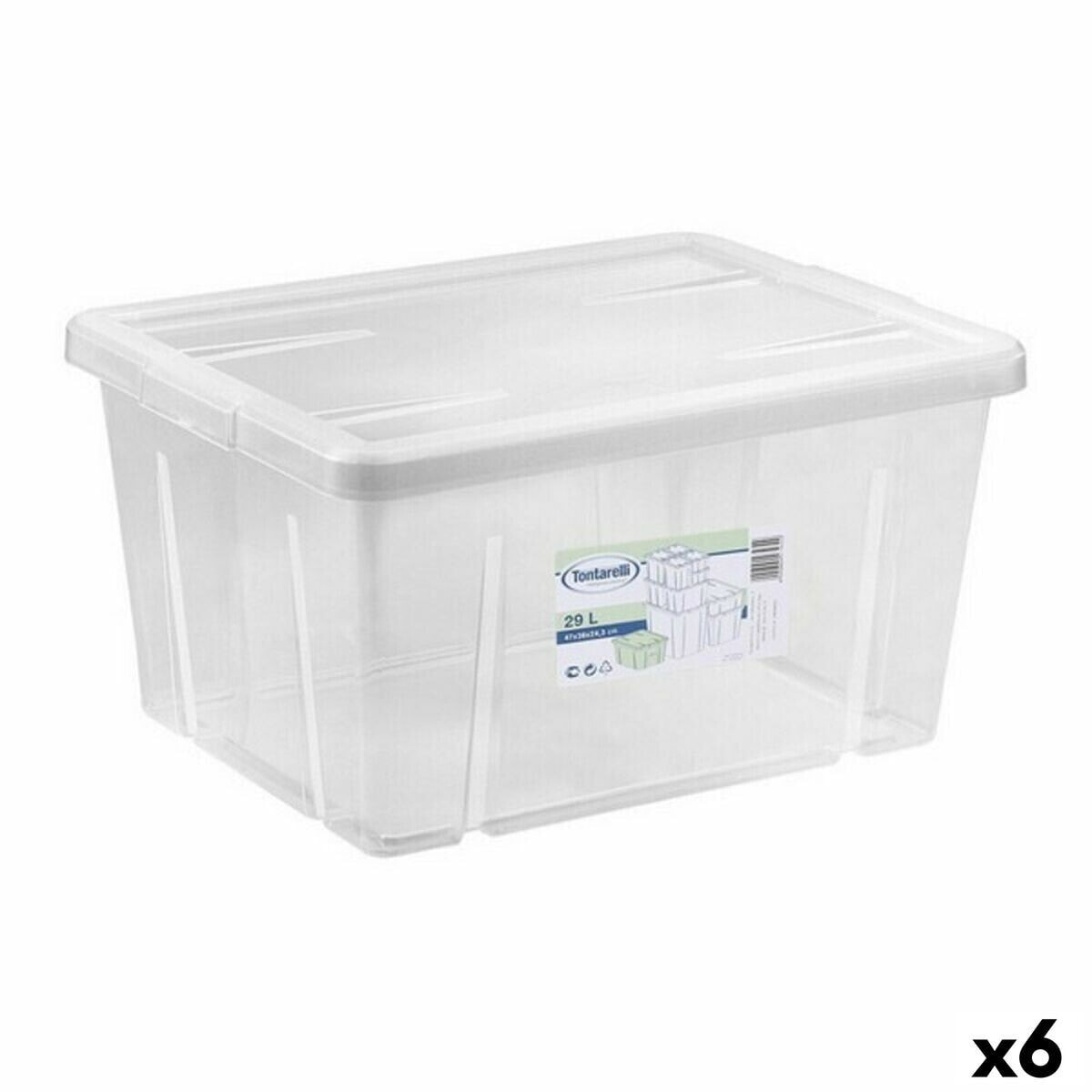 Storage Box with Lid Tontarelli Linea box 29 L 47 x 36 x 24,5 cm (6 Units)