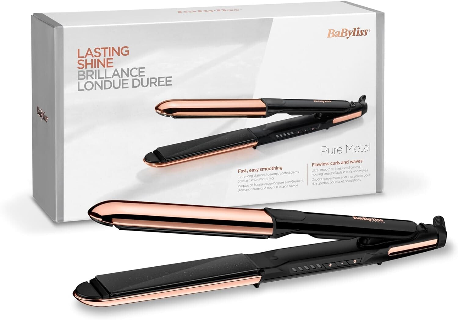 BaByliss Straight & Curl Brilliance 2-in-1 Straightening Iron ST482E, Black