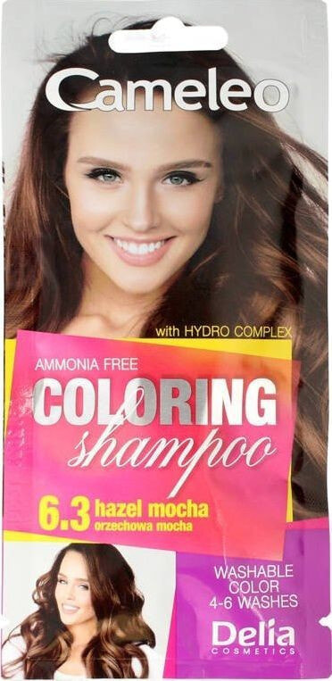 Delia Cameleo Coloring Shampoo 6.3 Hazel Mocha Оттеночный шампунь, укрепляющий цвет окрашенных волос, оттенок 4.36 горький шоколад  40 мл