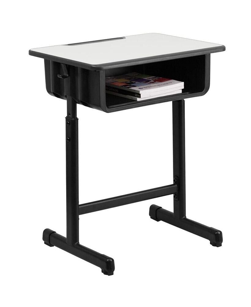 EMMA+OLIVER student Desk With Top And Adjustable Height Pedestal Frame