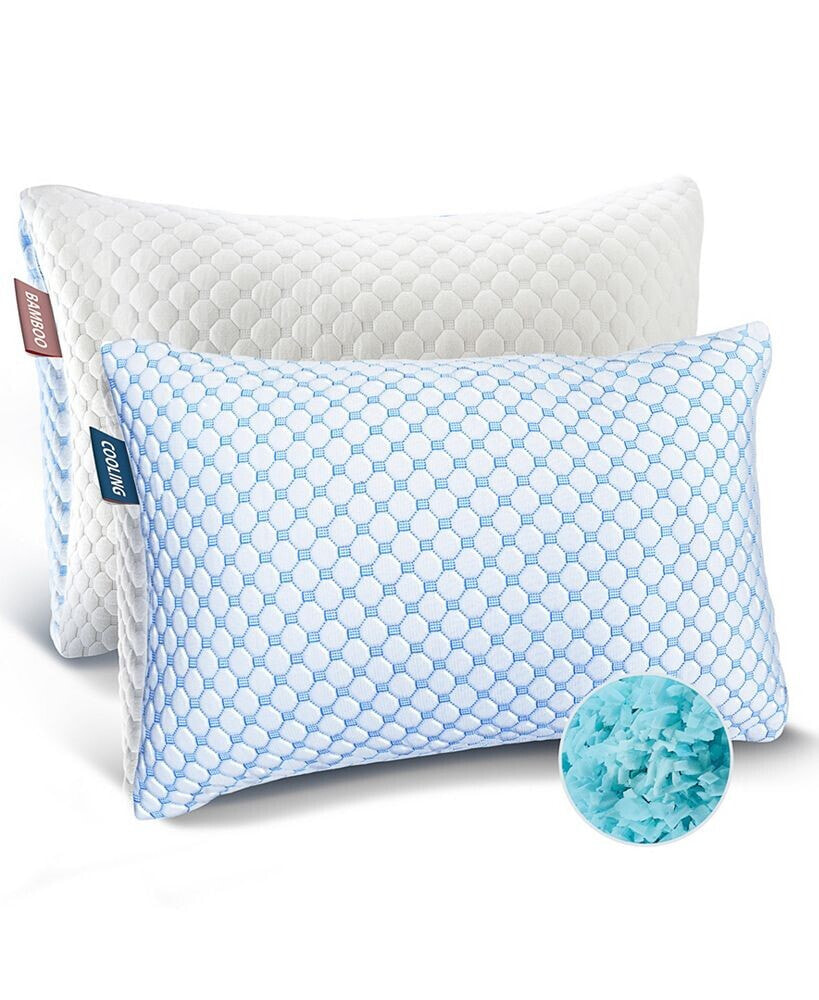 Clara Clark adjustable Gel and Memory Foam Infused Reversible Cooling 2-Pack Pillow, King