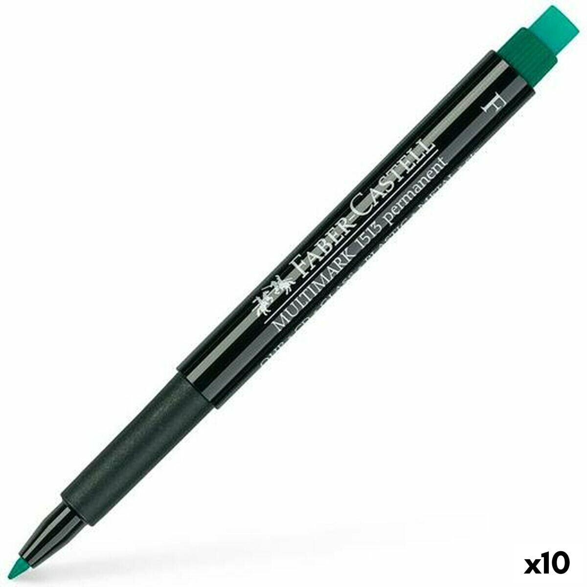 Постоянный маркер Faber-Castell Multimark 1513 F Зеленый (10 штук)