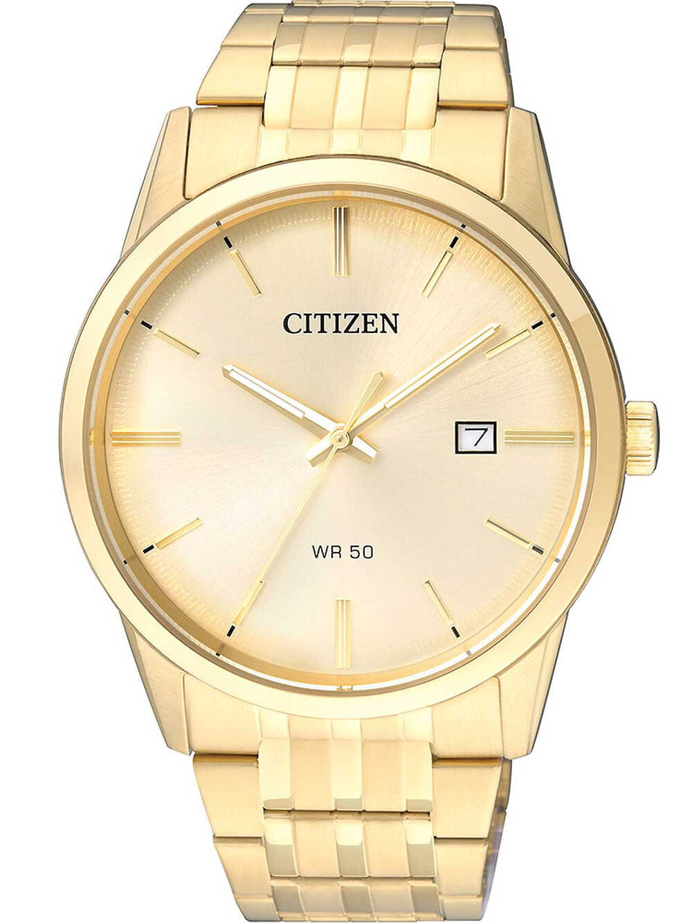 Мужские наручные часы с золотым браслетом Citizen BI5002-57P quartz mens watch 39mm 5ATM