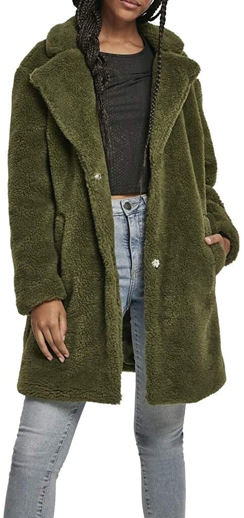 Женская шуба или дубленка Urban Classics Women's Winter Jacket, Ladies Oversized Sherpa Coat Jacket with Hook & Eyelet Closure, Size XS to 5XL