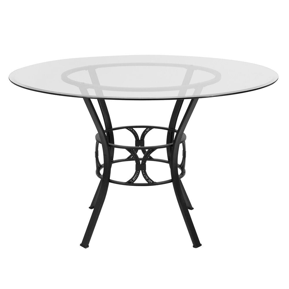 Flash Furniture carlisle 48'' Round Glass Dining Table With Black Metal Frame