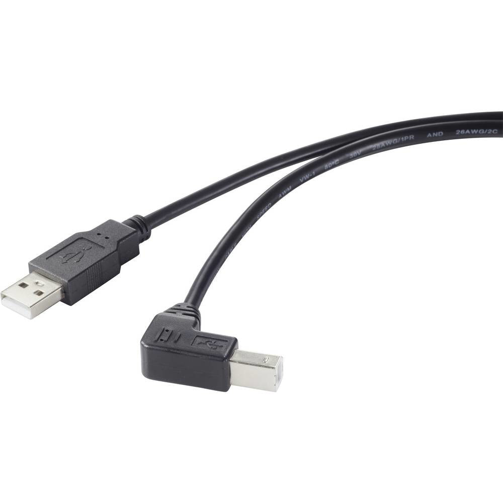 Renkforce USB-Kabel USB 2.0 USB-A Stecker USB-B Stecker 50.00 cm Schwarz 90° nach unten - Cable - Digital