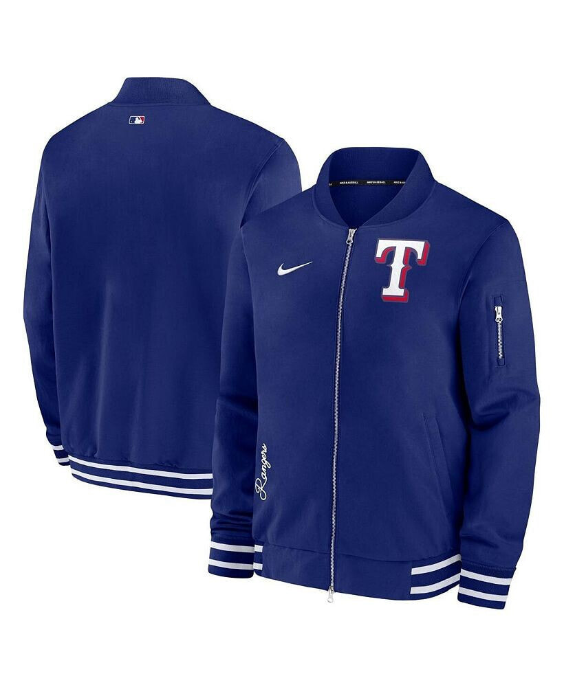 Nike men's Royal Texas Rangers Authentic Collection Full-Zip Bomber Jacket