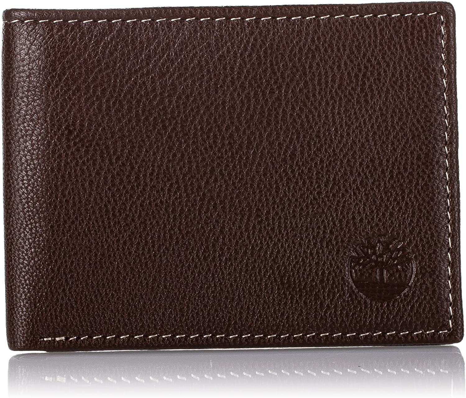Мужское портмоне кожаное горизонтальное коричневое без застежки Timberland Men's Blix Slimfold Leather Wallet