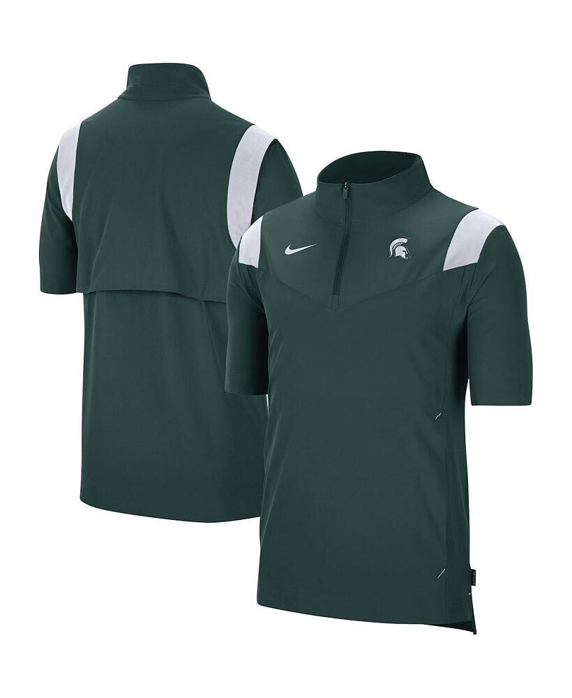 Nike men's Green Michigan State Spartans 2021 Coaches Short Sleeve Quarter-Zip Jacket
