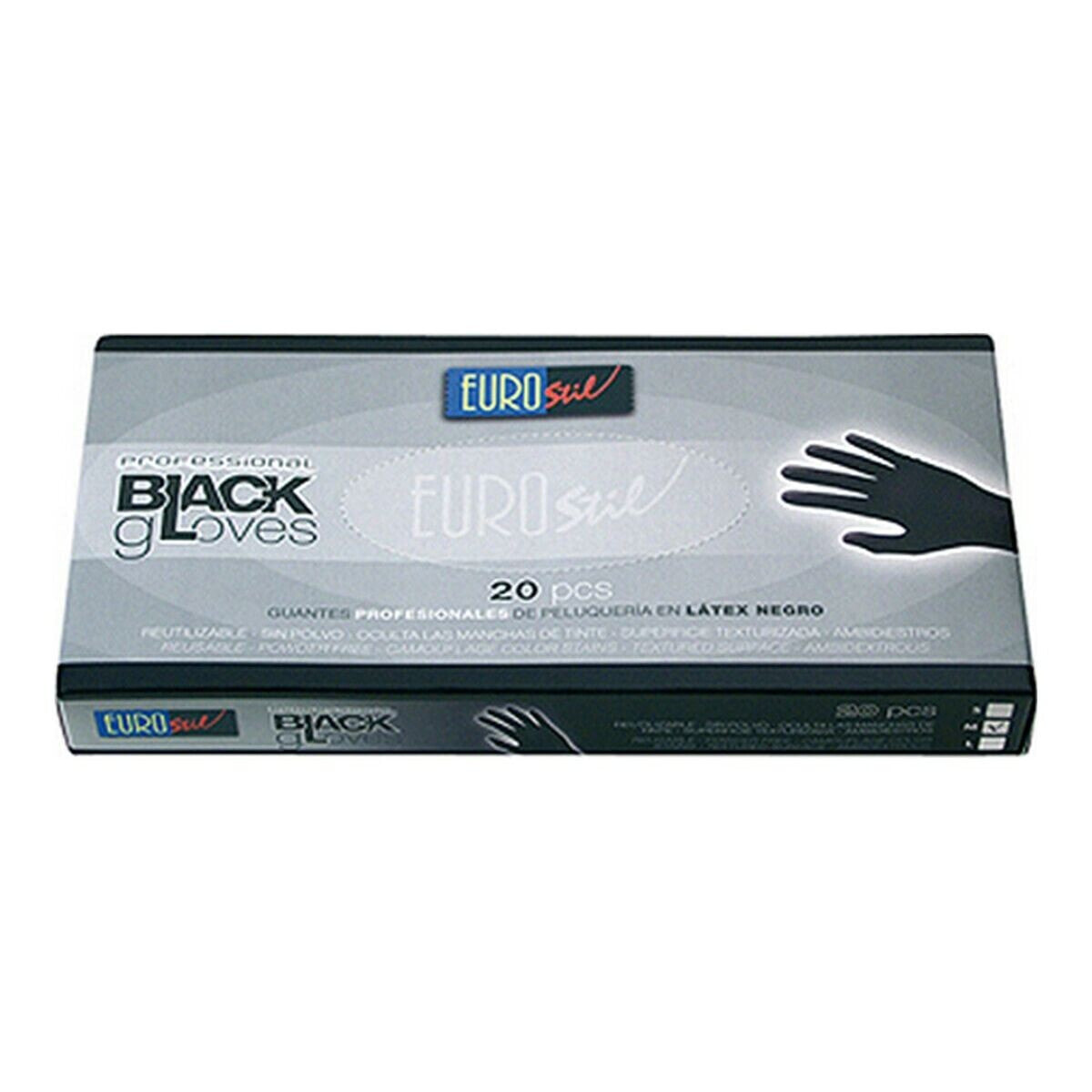 Одноразовые перчатки Eurostil Guantes Latex Чёрный (20 uds)
