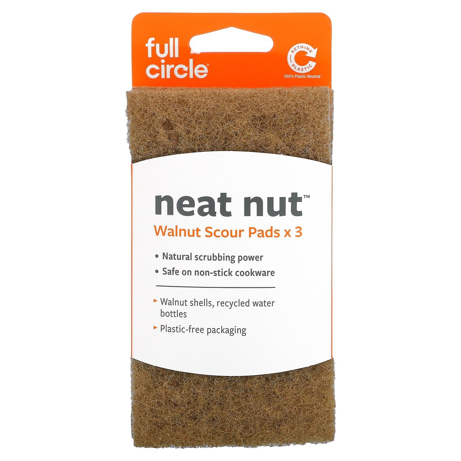 Full Circle Home LLC, Neat Nut, хозяйственные губки из скорлупы грецкого ореха, 3 шт.