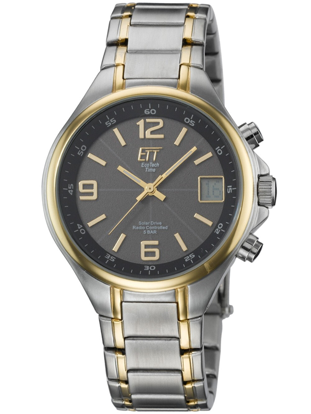 Мужские наручные часы с серебряным браслетом ETT EGS-11036-51M Solar Drive Radio Controlled Basic Mens 40mm 5ATM