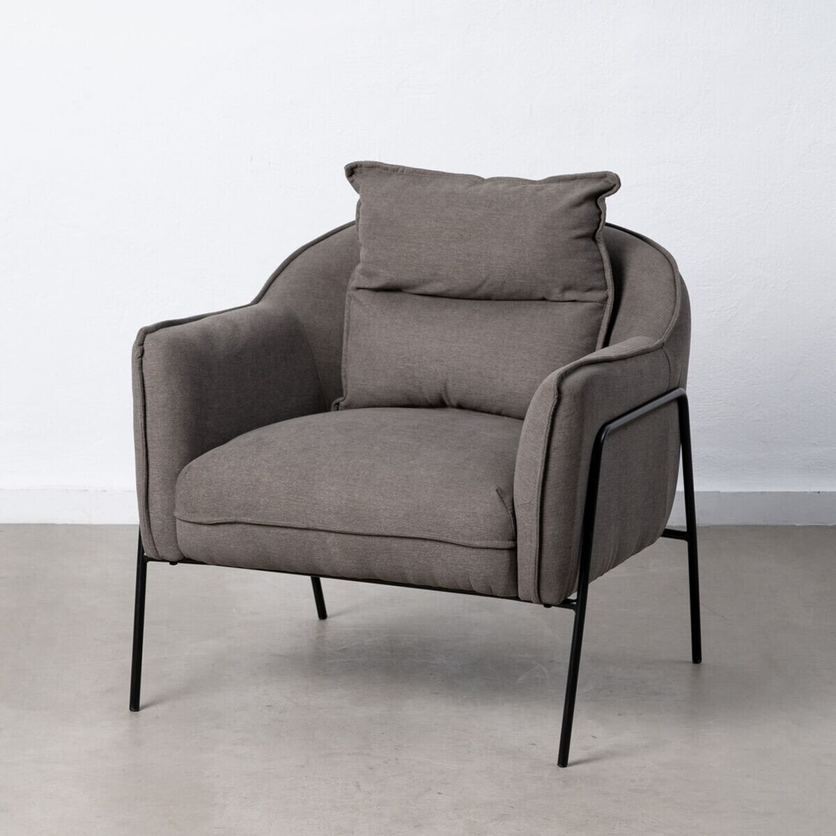 Armchair 76,5 x 70 x 74 cm Synthetic Fabric Metal Dark grey