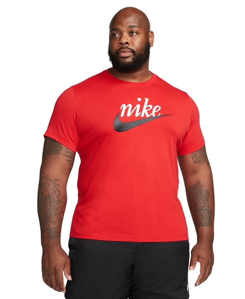 Nike sportswear Men's Heritage Script Logo Short-Sleeve Crewneck T-Shirt