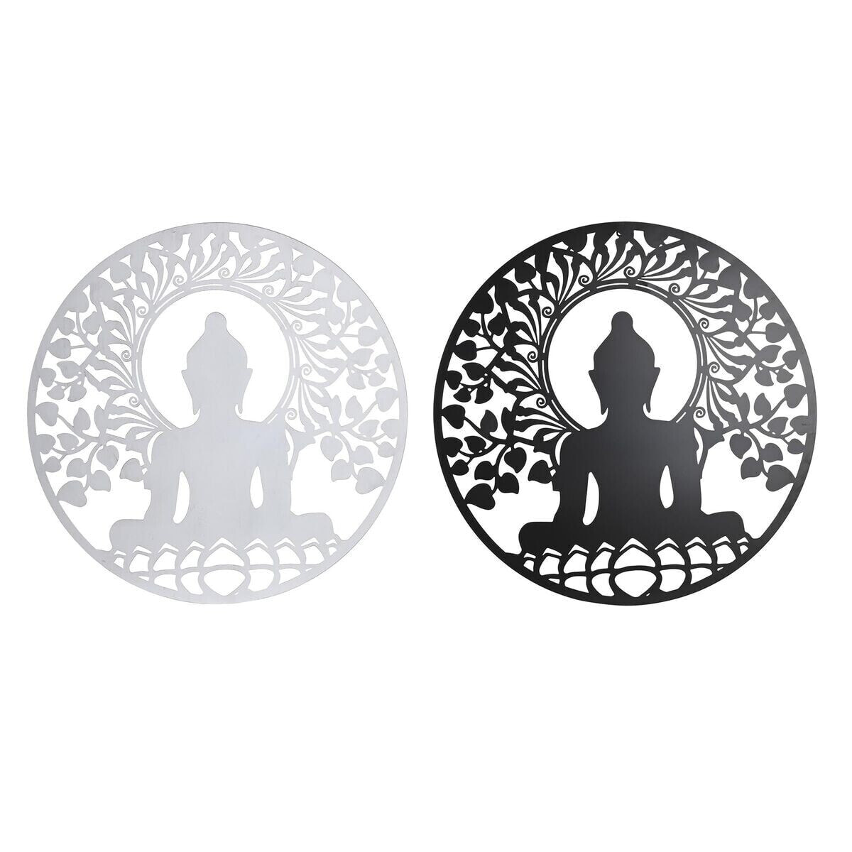 Wall Decoration DKD Home Decor 98 x 1 x 98 cm 100 x 1 x 100 cm Black Buddha White Oriental (2 Units)