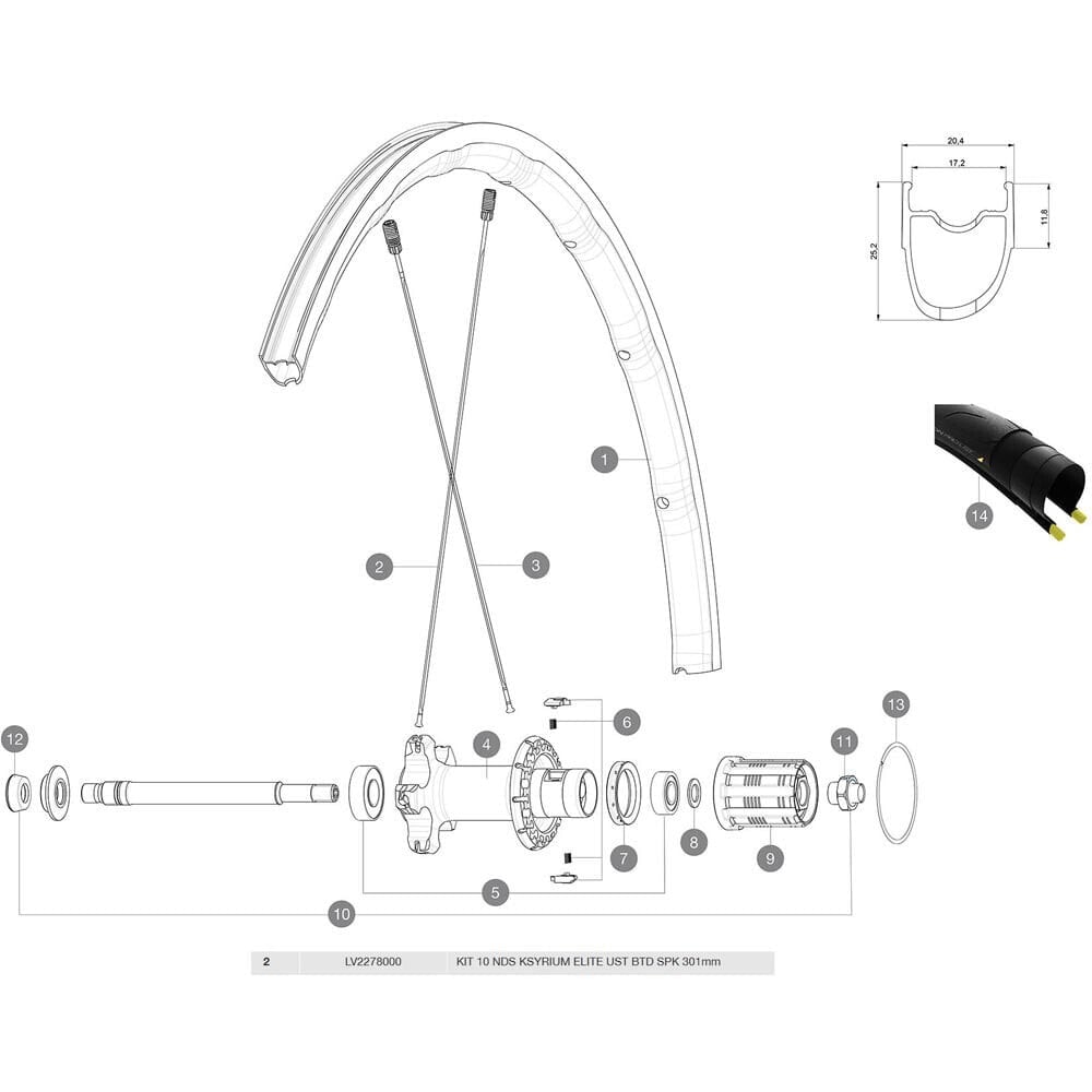 MAVIC Kysrium Elite UST 2018 Rear Left 10 Units Spokes