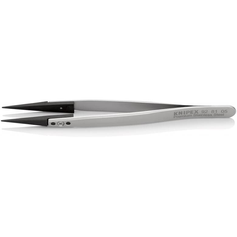 Технический пинцет Knipex 92 81 05, Stainless steel, Black, Stainless steel, Pointed, Straight, 17 g, 10 mm