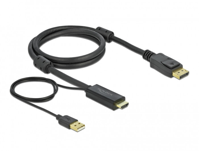 DeLOCK 85963 видео кабель адаптер 1 m HDMI Тип A (Стандарт) DisplayPort + USB Type-A Черный