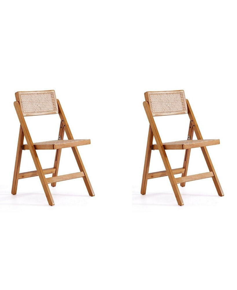 Manhattan Comfort pullman 2-Piece Ash Wood and Natural Cane Folding Dining Chair
