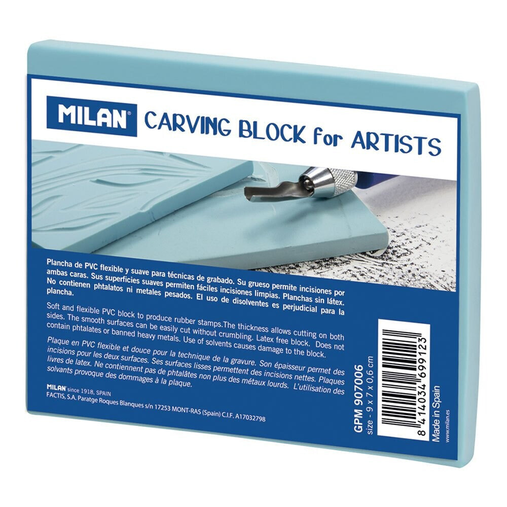 MILAN CarvinGr Block For Artists EngravinGr Plate Small Size 9x7x0.6 cm