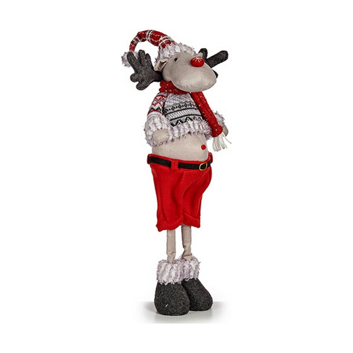 Christmas Reindeer 15 x 63 x 22 cm Red Grey White Cream