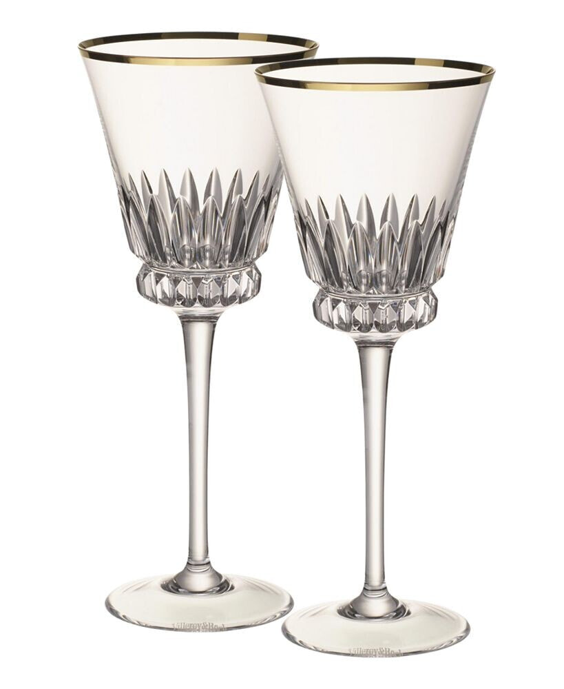 Villeroy & Boch grand Royal Gold-Tone White Wine Glasses, Pair of 2