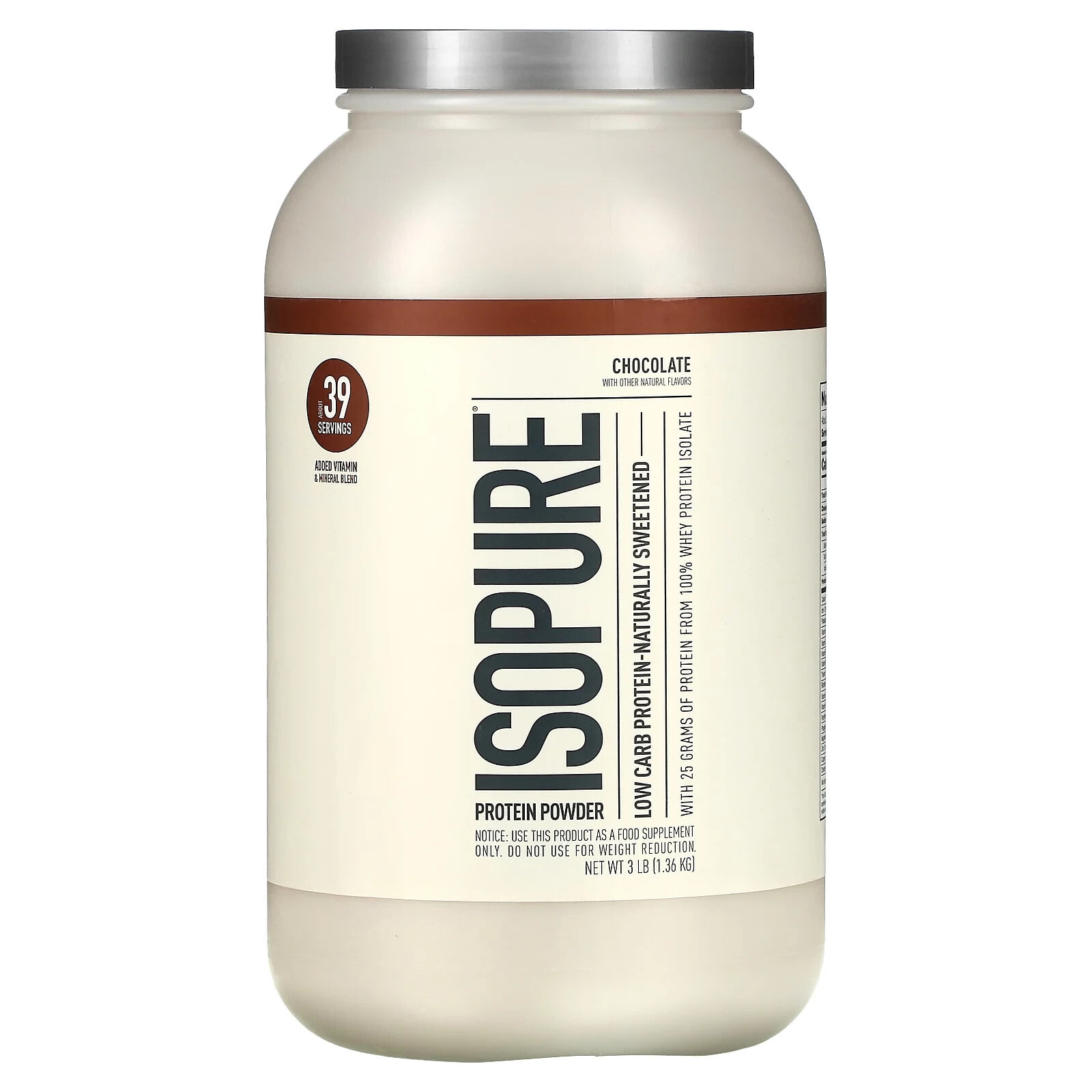 Isopure, Low Carb Protein Powder, Vanilla, 3 lb (1.36 kg)