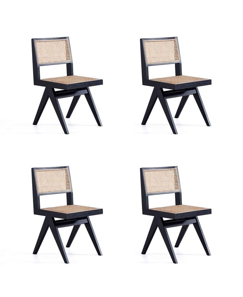 Manhattan Comfort hamlet 4-Piece Ash Wood and Natural Cane Rectangular Seat Dining Chair