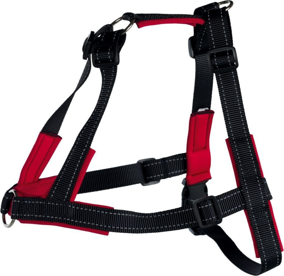 Trixie Dog Harness Lead Walk Soft, black red, size L-XL, 65-105cm