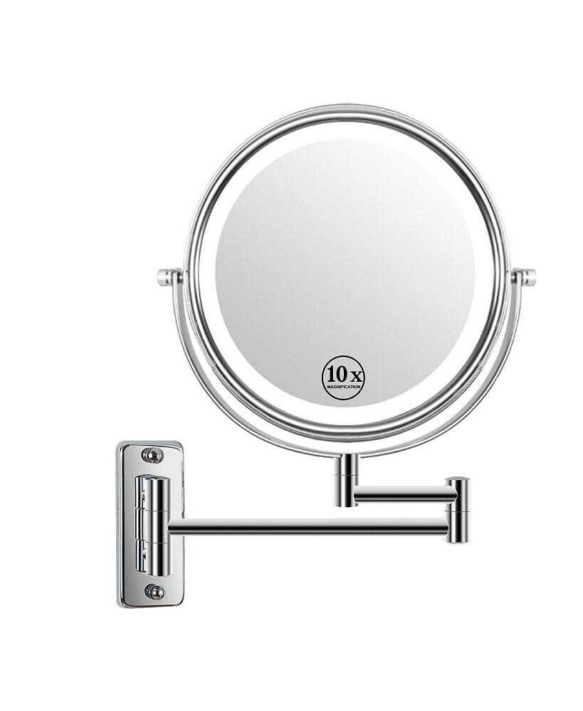 Simplie Fun 8-inch Wall Mounted Makeup Vanity Mirror, 3s Led lights, 1X/10X Magnification Mirror, 3