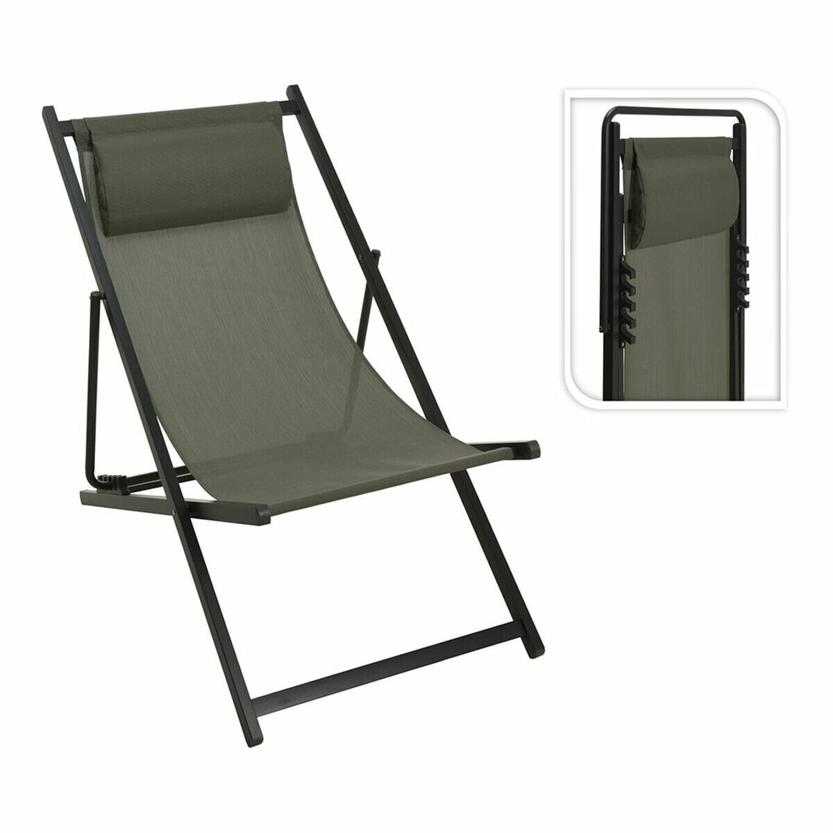 Folding Chair with Headrest Green