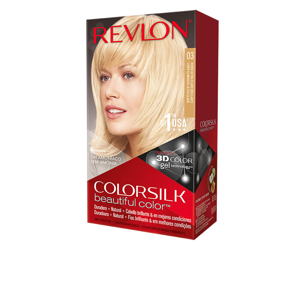 Revlon ColorSilk Beautiful Color No. 03 Ultra Light Blonde  Стойкая краска для волос без аммиака, оттенок ультра светлый блондин
