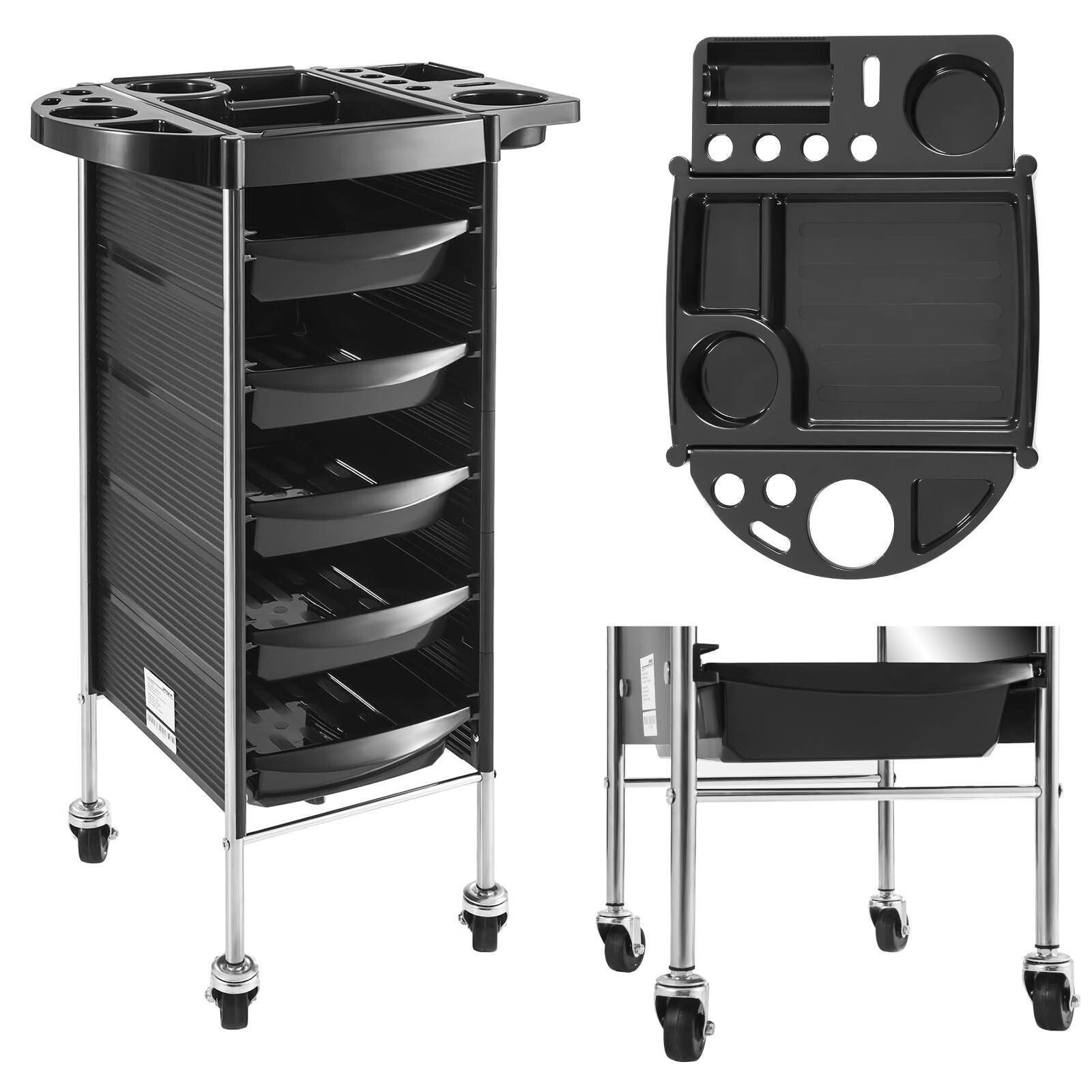 Mobile hairdressing trolley on wheels with PHYSA 5 drawers